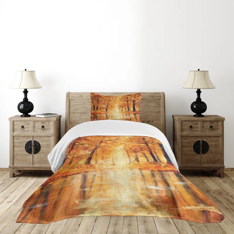 Ambesonne Autumn Bedspread Forest Lake Fall | Wayfair