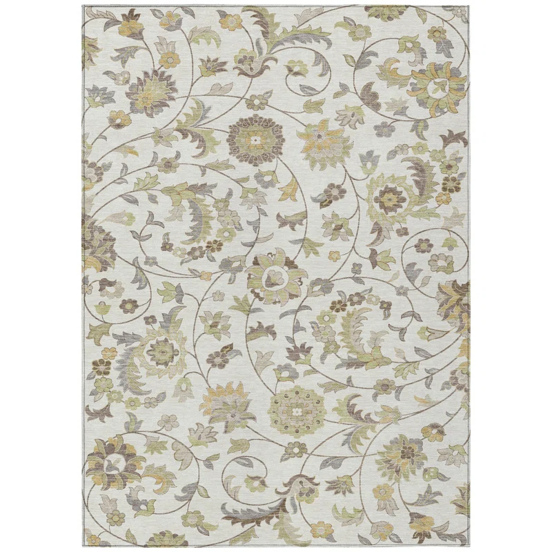 Machine Washable Indoor/Outdoor Chayden ACN1006 Ivory Rug