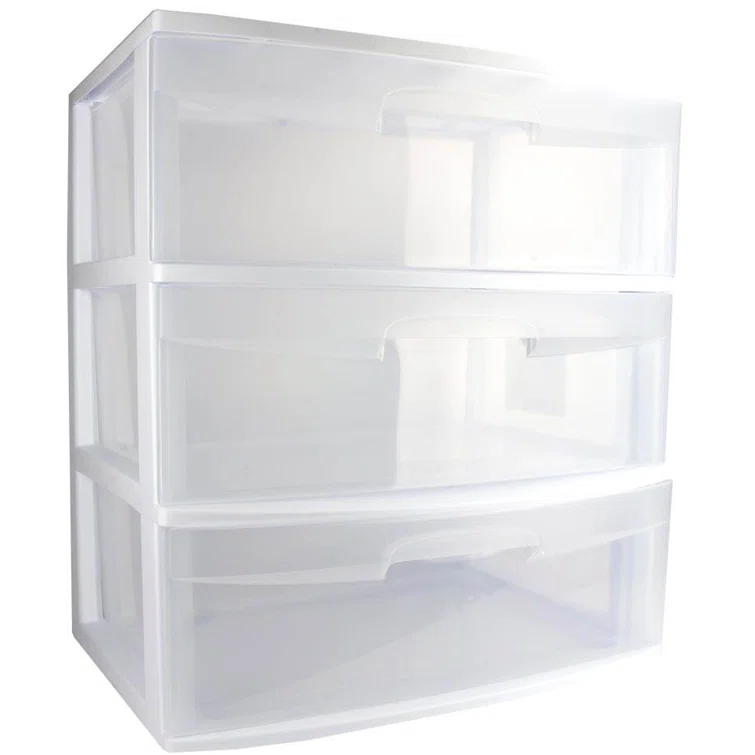 Sterilite Sterilite At Home 3 Drawer Wide Storage Cart Container with Casters (Set of 4)