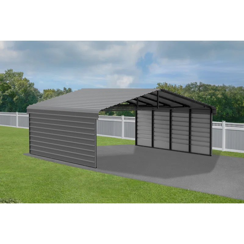 Arrow Eggshell Carport with 2-sided Enclosure
