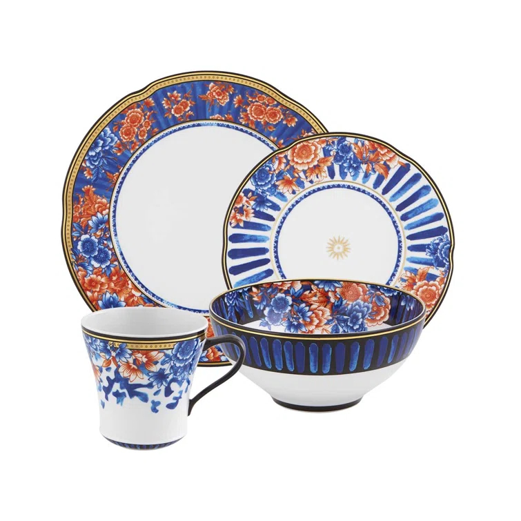Vista Alegre Cannaregio 4 Piece Handmade Porcelain China Dinnerware Set