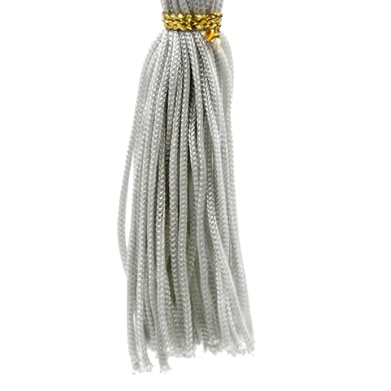 A&B Home 9" Long Acrylic Drop with Polyester Tassel Hanging Ornaments - Set of 12 - Clear/Silver (Set of 12)