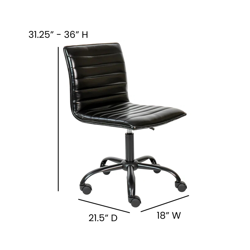 Flash Furniture Merchiston Low-Back Modern Ribbed Upholstered Vinyl Swivel Desk Chair by Flash Furniture