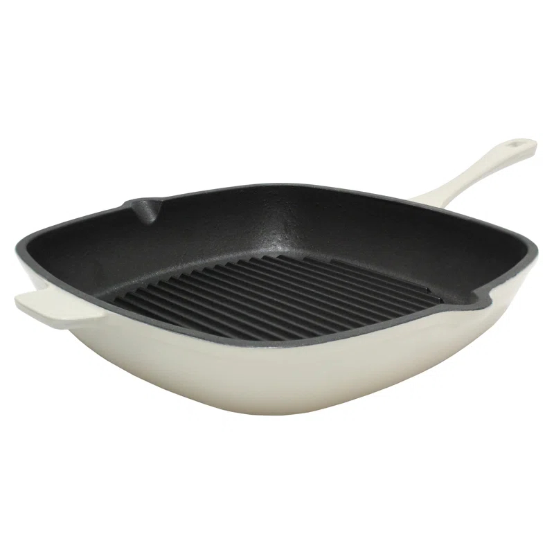 Neo 11" Cast Iron Square Grill Pan, Meringue