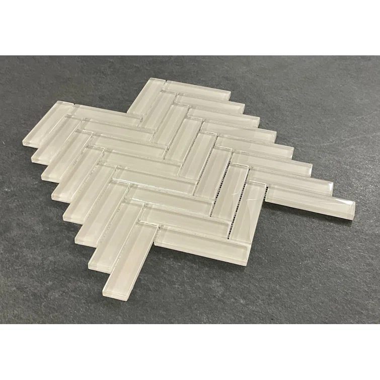 ES Stone 1" x 4" Glass Herringbone / Chevron Mosaic Tile (Set of 10)