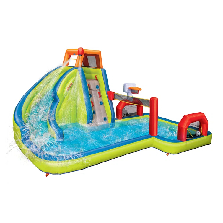 Banzai Banzai Aqua Sports Kids Inflatable Outdoor Backyard Water Slide Splash Park