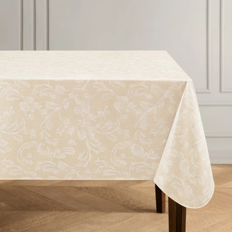 House of Hampton® Camile Floral Scroll Damask Pattern Vinyl Indoor/Outdoor Tablecloth