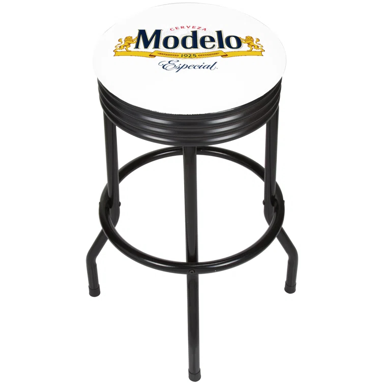 Trademark Global Modelo Swivel Upholstered Counter Stool with Metal Frame