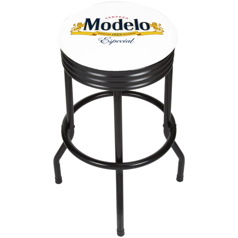 Trademark Global Modelo Swivel Upholstered Counter Stool with Metal Frame