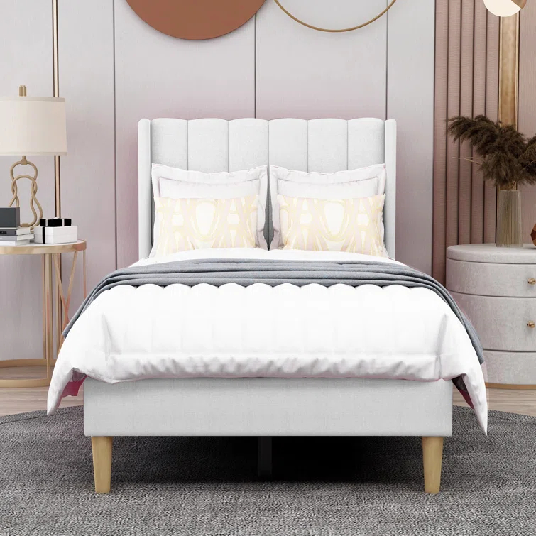 Wade Logan® Eriksay Low Profile Upholstered Platform Bed with Wingback Headboard