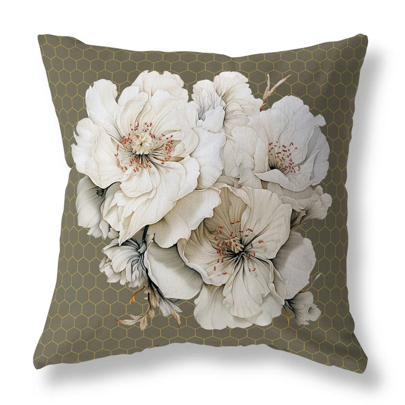Amrita Sen Magnolia Majesty Floral Reversible Throw Pillow