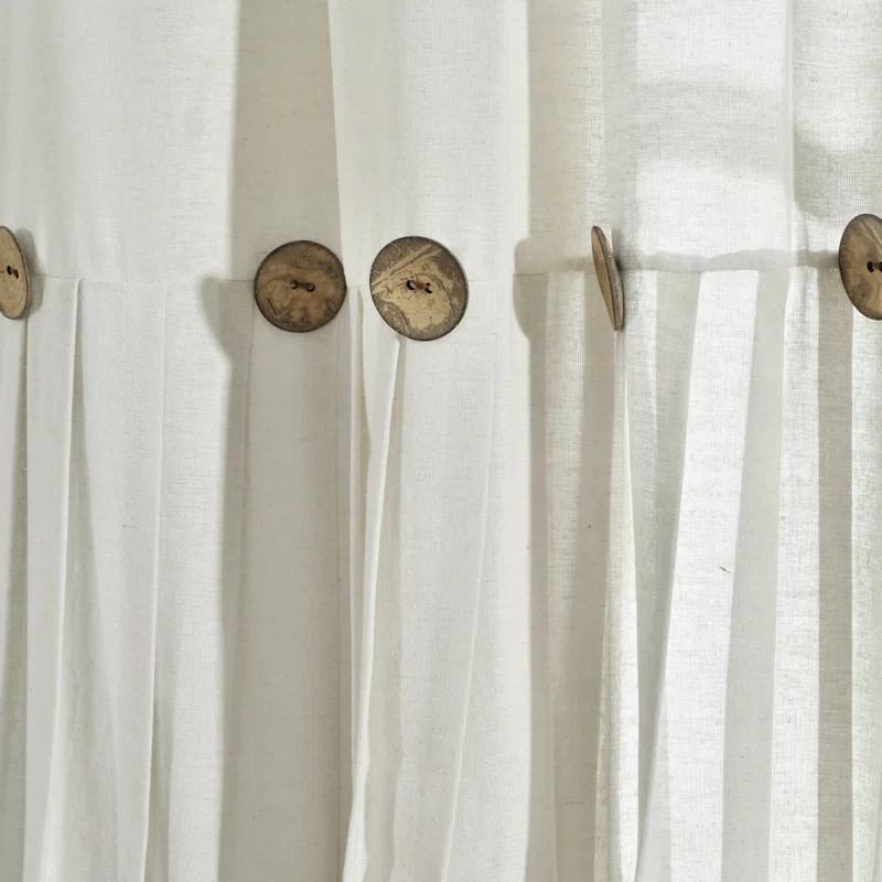 Lush Decor Linen Button Cotton Blend Tailored 29'' W Cafe Curtain (Set of 2)