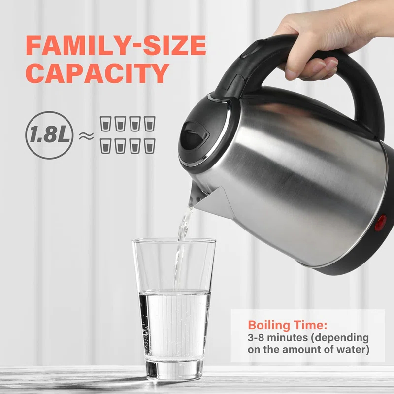 DOMUTRA Stainless Steel Electric Tea Kettle Electric Kettles For Boiling Water
