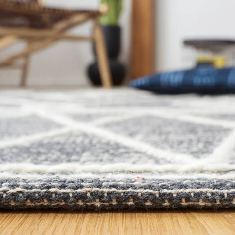Steelside™ Holtby Southwestern Hand-Woven Flatweave Charcoal/Ivory Area Rug | Wayfair