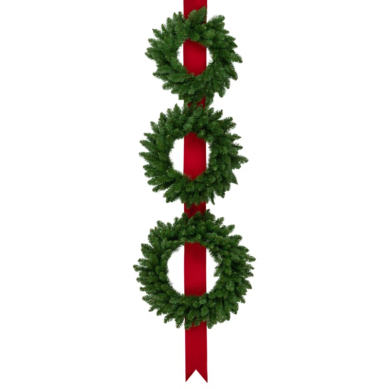 Northlight Seasonal Wreaths on Red Ribbon Hanging Christmas Decoration
