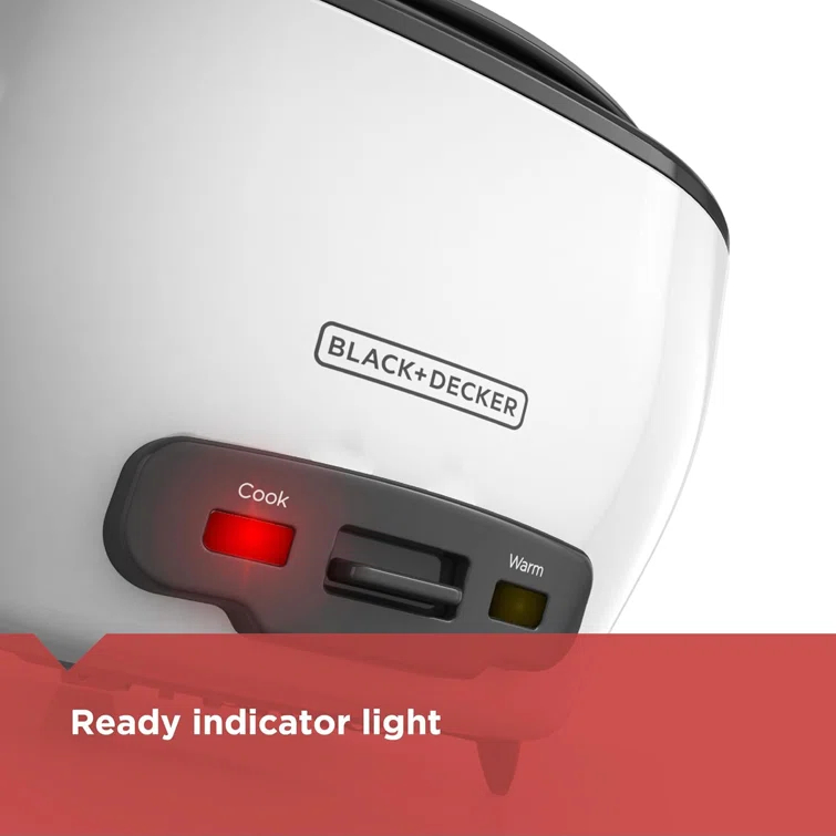 BLACK+DECKER BLACK+DECKER, Rice Cooker, Uncooked Rice, Steaming Basket, Removable Non-Stick Bowl, One Touch