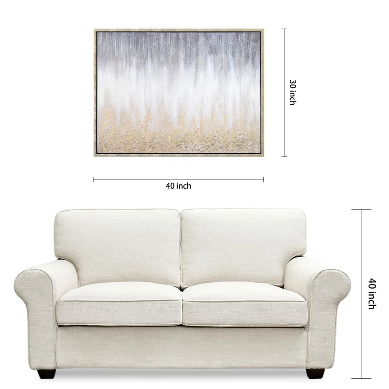 Empire Art Direct Golden Cascade Textured Glitter Hand Painted Framed Canvas Wall Art