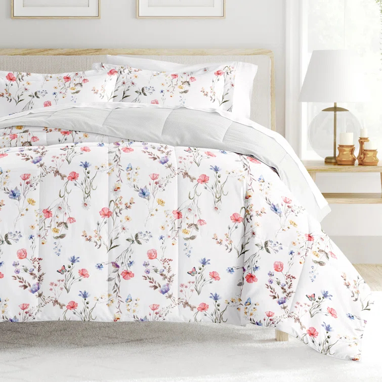 Becky Cameron Down-Alternative Comforter Set in Meadow Floral Stripe