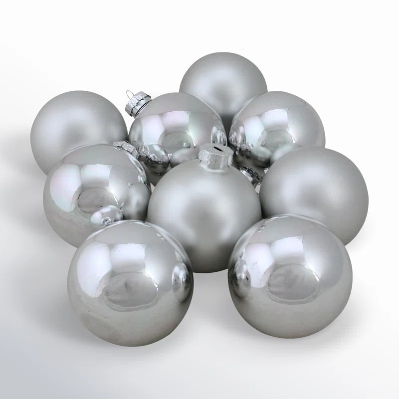 Glass Christmas Ball Ornament (Set of 9)