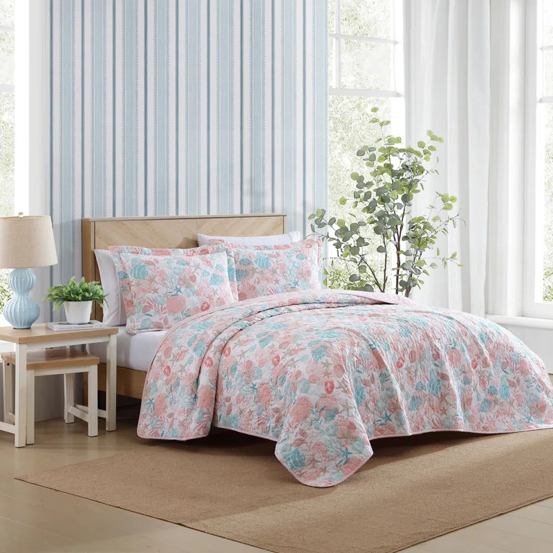 Laura Ashley Standard Cotton Reversible Quilt Set