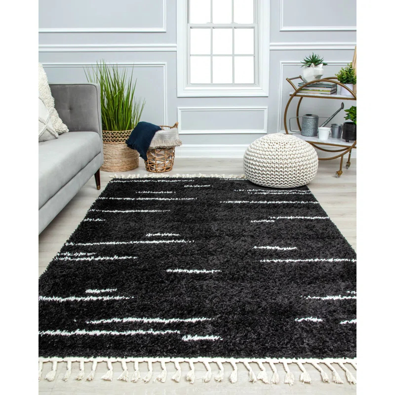 George Oliver Colletti Bennett Abstract Introspective Black Area Rug