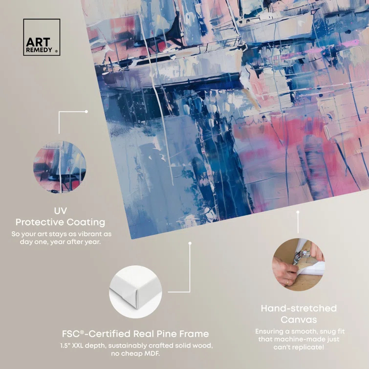 Art Remedy Art Remedy Pastel Sea Breeze Framed Sailing 1 Piece Canvas Wall Art 57710