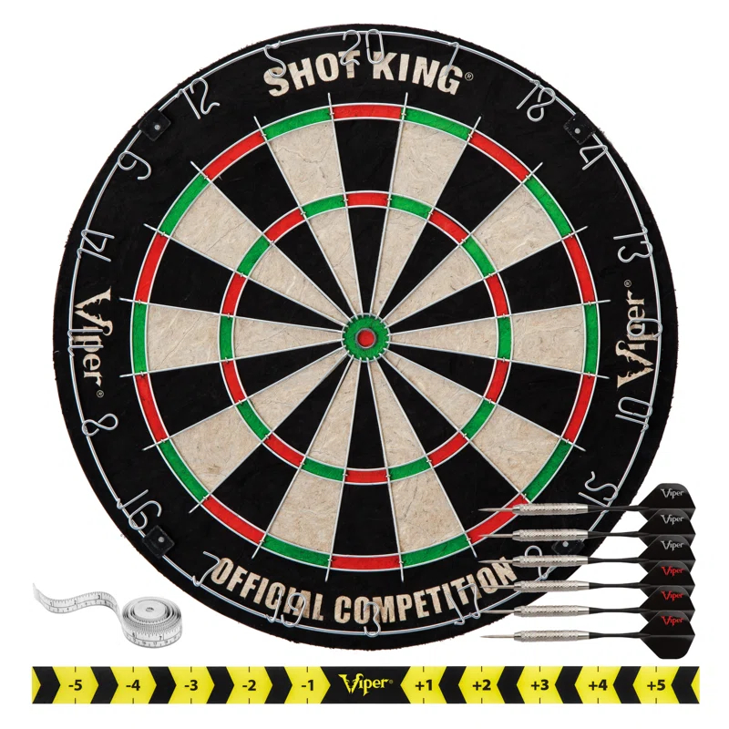 Viper Shot King Sisal Bristle Dartboard with Darts