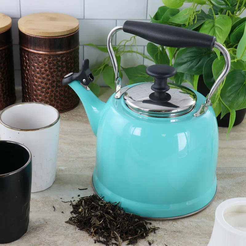 Martha Stewart 2.2 Quart Stainless Steel Tea Kettle in Teal
