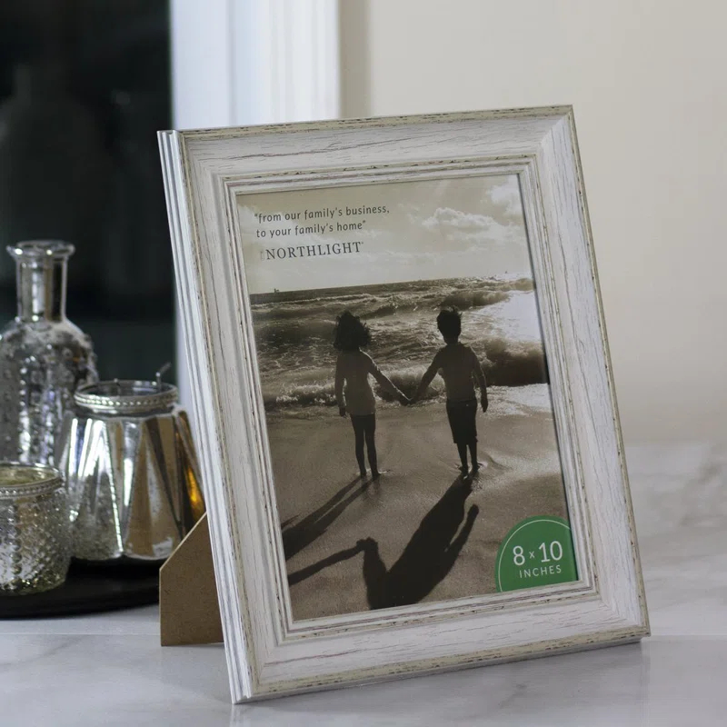 White Distressed Vintage Picture Frame Tabletop Decor