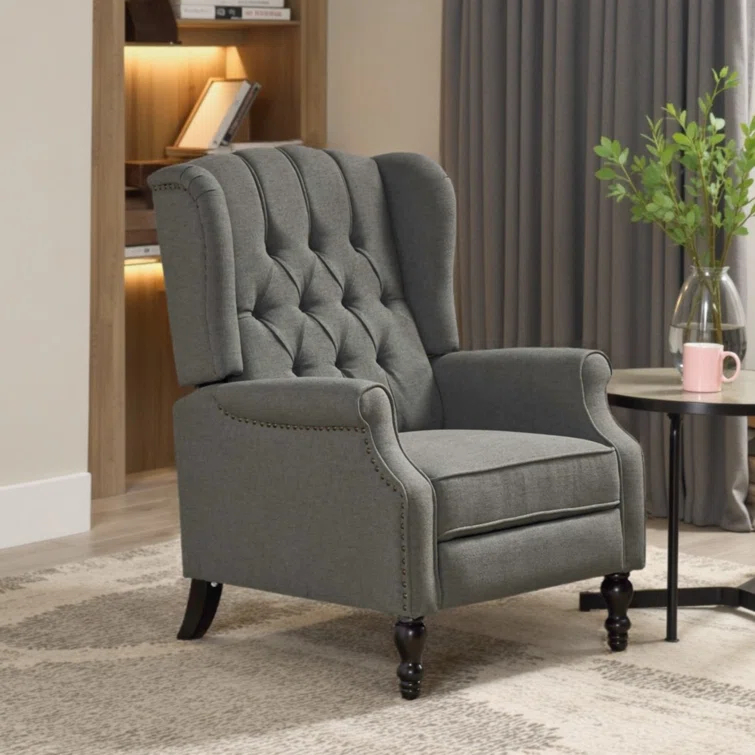 Willa Arlo™ Interiors Alta Traditional 28.5" Wide Manual Wingback Recliner Chair with Button-Tufted Diamond Stitching