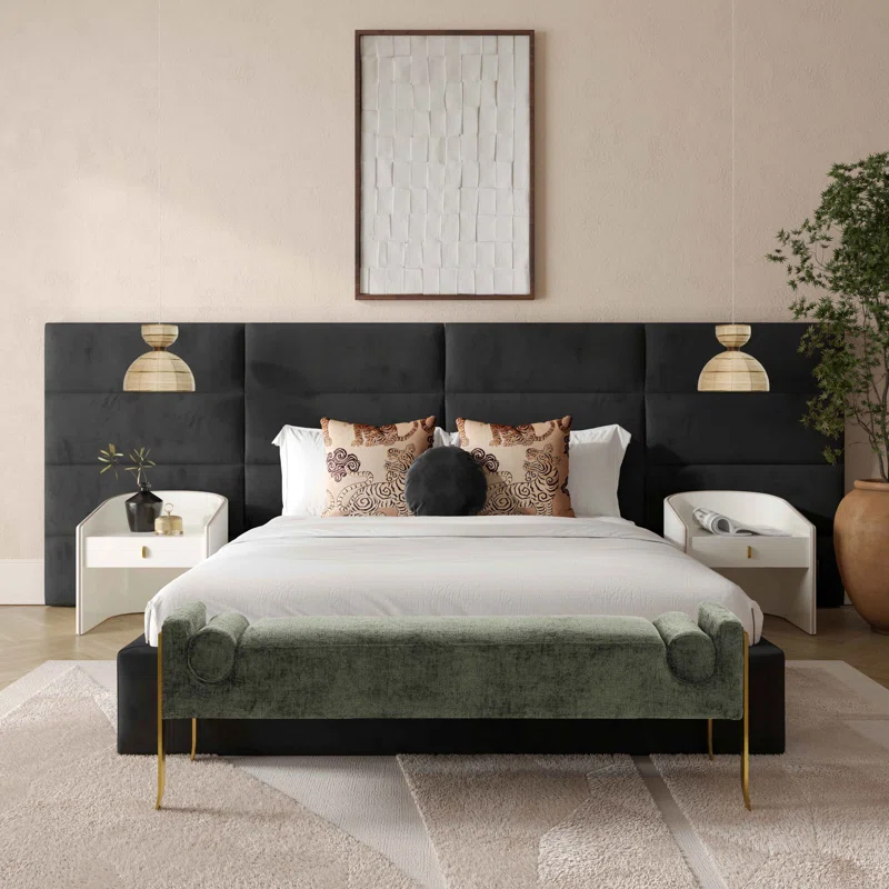 TOV Furniture Eliana Velvet Bed with Wings
