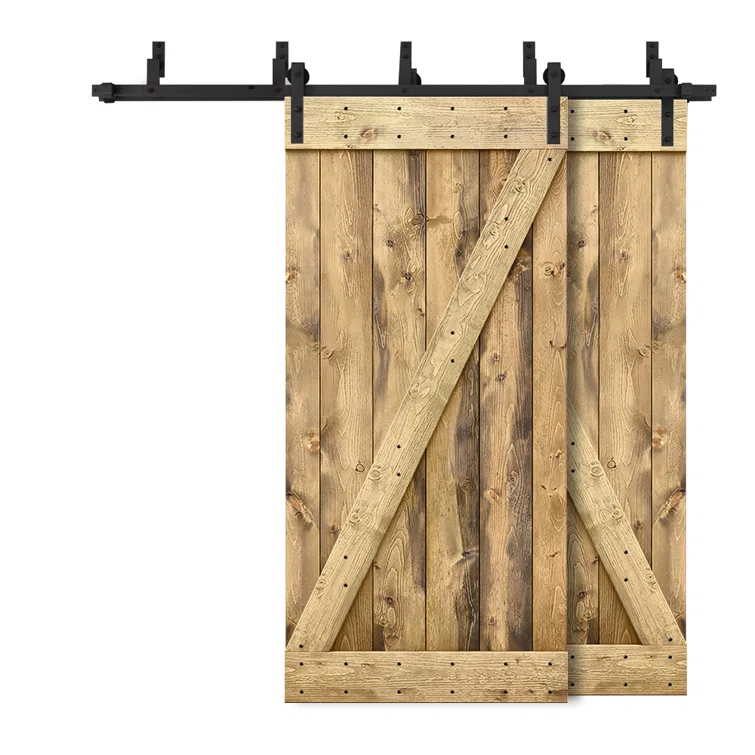 Calhome 84'' Solid Wood Paneled Painted with Installation Hardware Kit Barn Door