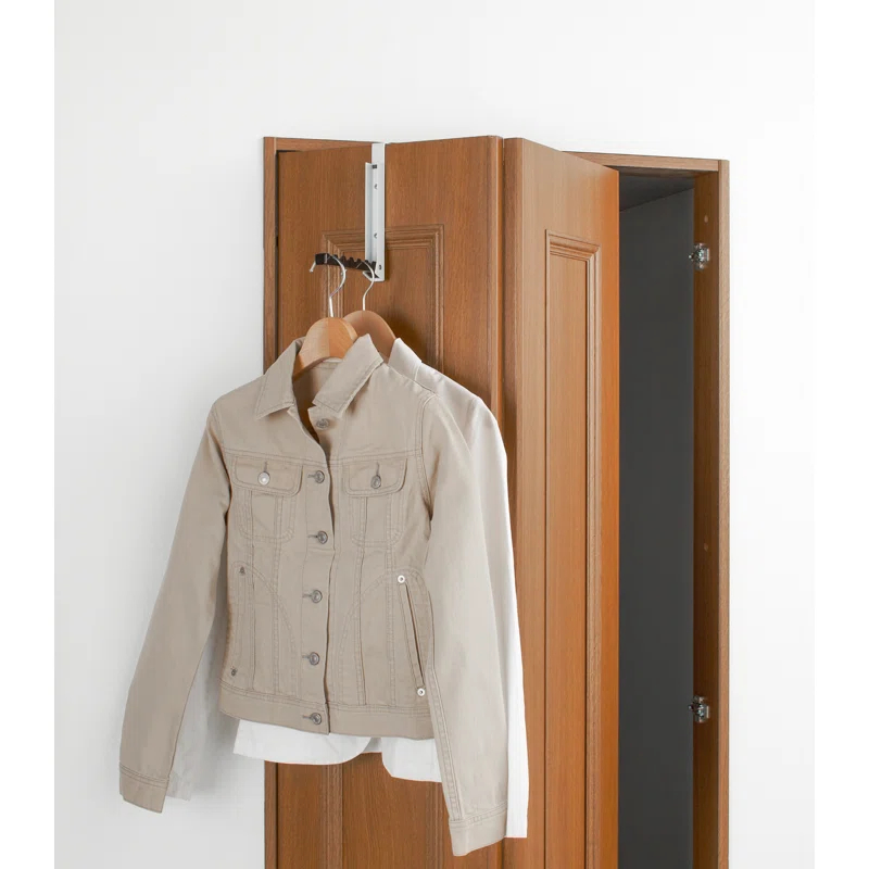 Yamazaki Home Over The Door Hooks - Folding Hanging Coat Rack, Steel, Over-the-Door