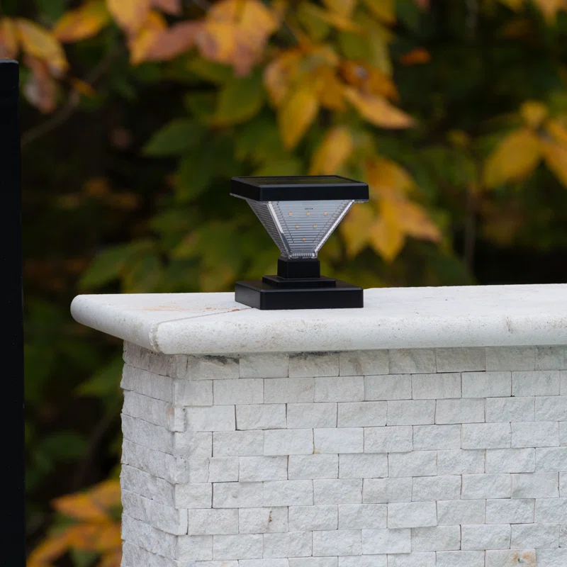 Luxor Black 4x4 and 5x5 Solar LED Deck Post Cap Light with Warm White and Hi/Lo Mode for Backyard and Wood Fence(2-Pack) (Set of 2)