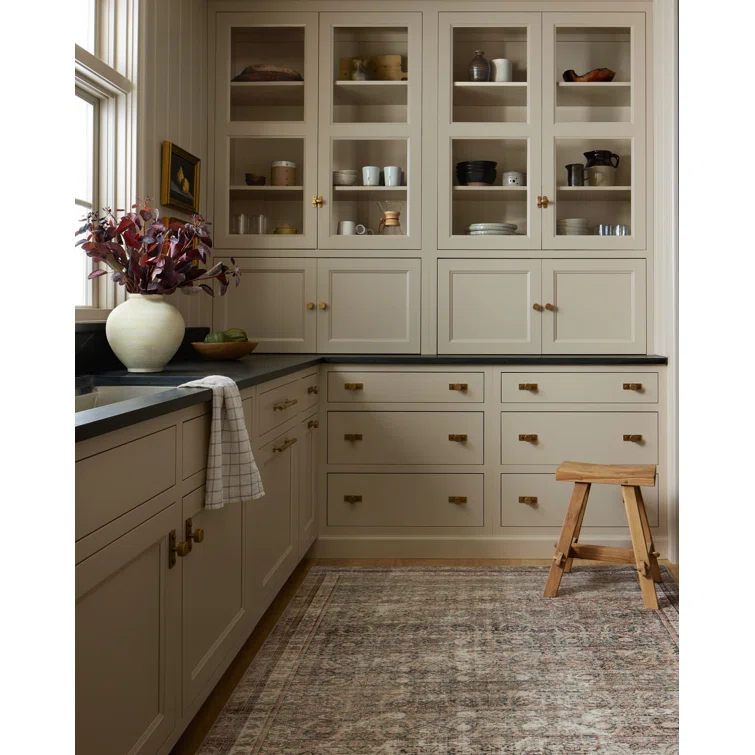 Chris Loves Julia x Loloi Jules Oriental Power Loomed Polyester Area Rug in Ink / Terracotta
