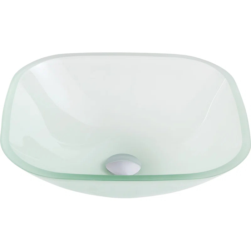 ANZZI LS-AZ8125 ANZZI Victor 16.5'' Matte Clear Tempered Glass Square Bathroom Sink