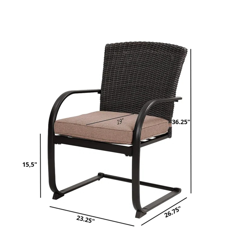 olilawn olilawn 2-piece Dining Wicker Chair Outdoor Conversation Set With Cushions C-spring Rocker Lounge Chair Set Of 2 For Yard, Garden, Backyard, Deck, Bistro-