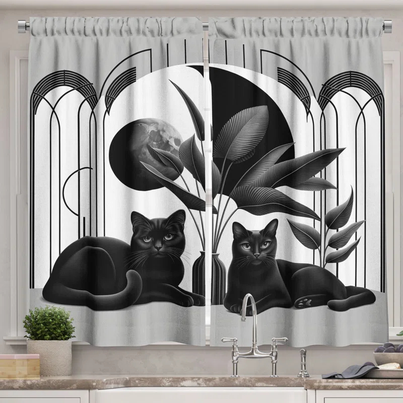 Ambesonne 55'' W Kitchen Curtain (Set of 2)