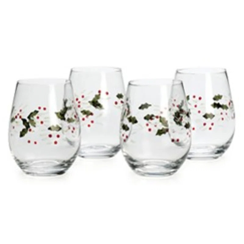 Pfaltzgraff Pfaltzgraff Winterberry 20 oz. Stemless Wine Glasses (Set of 4)