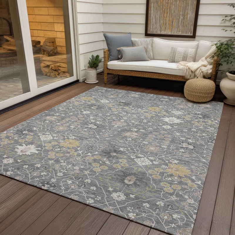 Machine Washable Indoor/Outdoor Chayden ACN1009 Gray 2'3" x 7'6" Runner Rug