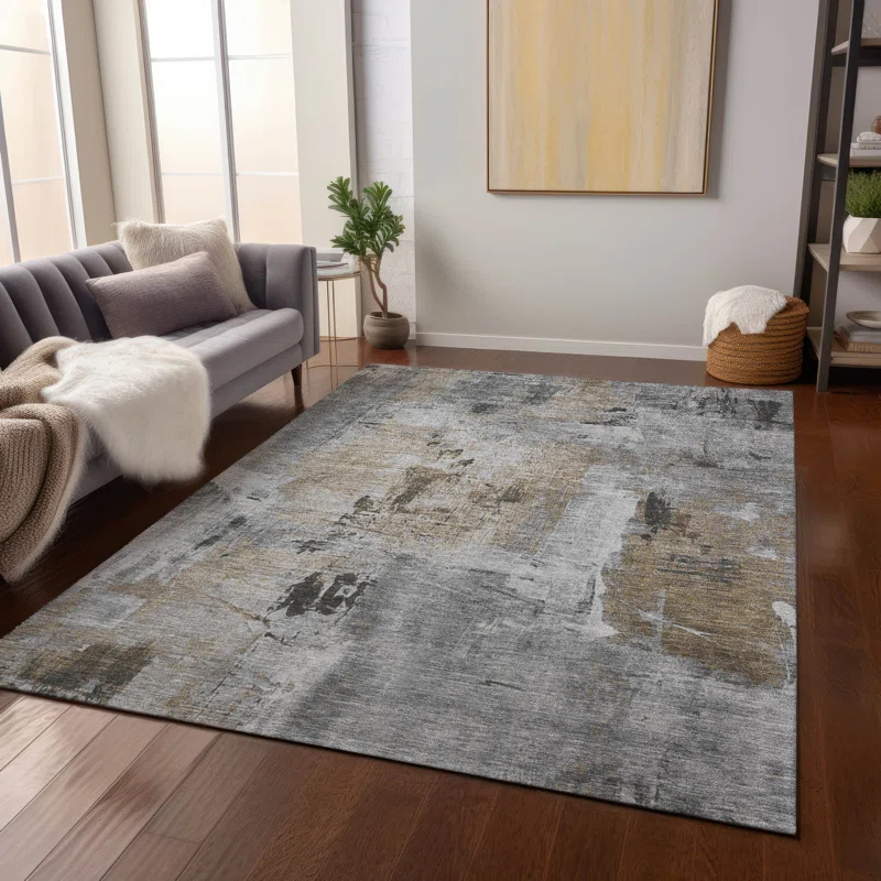 Machine Washable Indoor/Outdoor Chayden ACN989 Gray 1'8" x 2'6" Rug