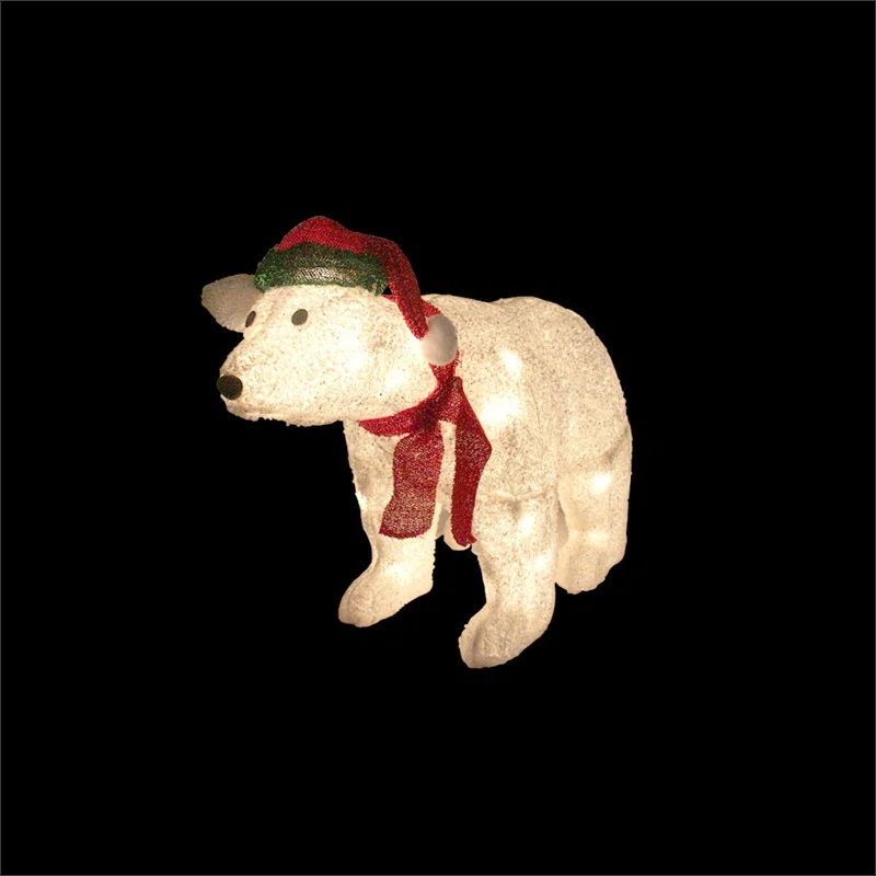 Northlight Seasonal 23" Pre-Lit White Glittered Polar Bear Outdoor Christmas Decoration