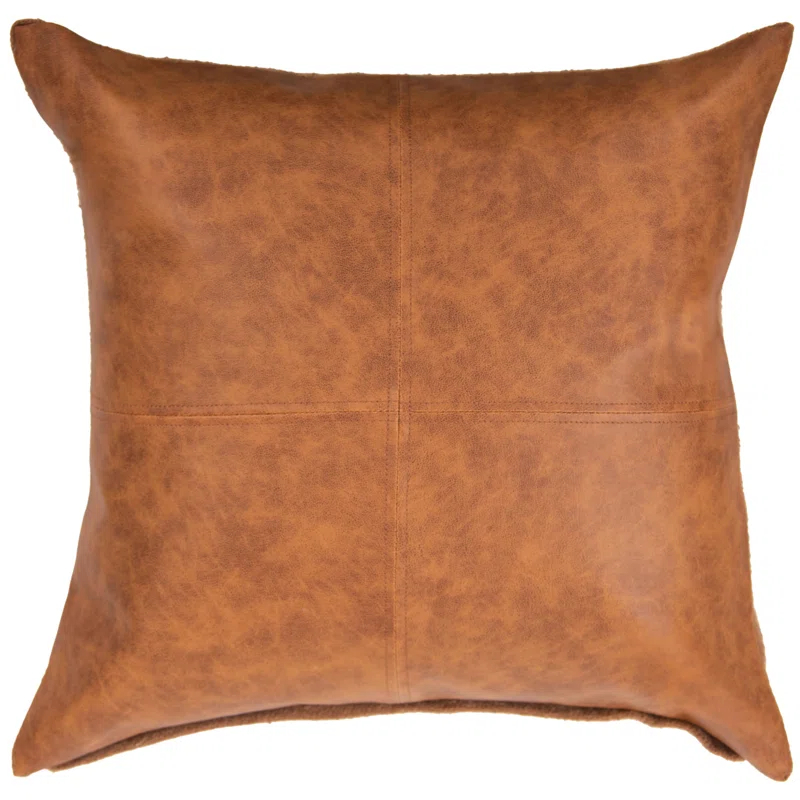 Rizzy Home Faux Leather Throw Pillow