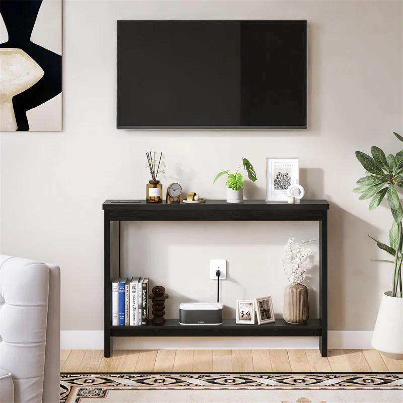 Latitude Run® Narrow Sofa Table With Sockets, USB Ports And Charging Station