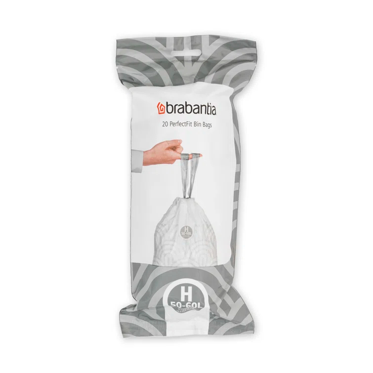Brabantia Brabantia PerfectFit Trash Bags, Code H, 13.2-16 Gallon (50-60L), 120 Trash Bags (Set of 120)