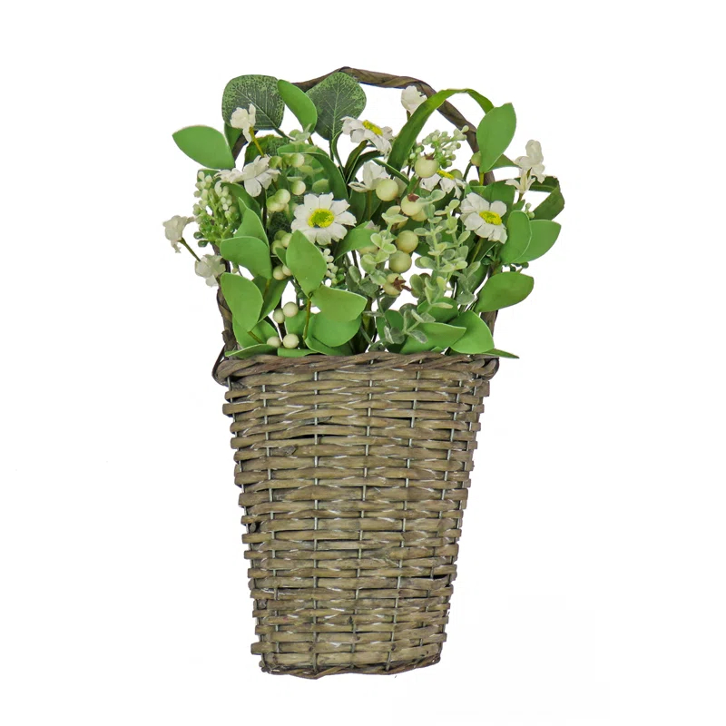 The Holiday Aisle® 18" Daisies and Berries Wall Basket