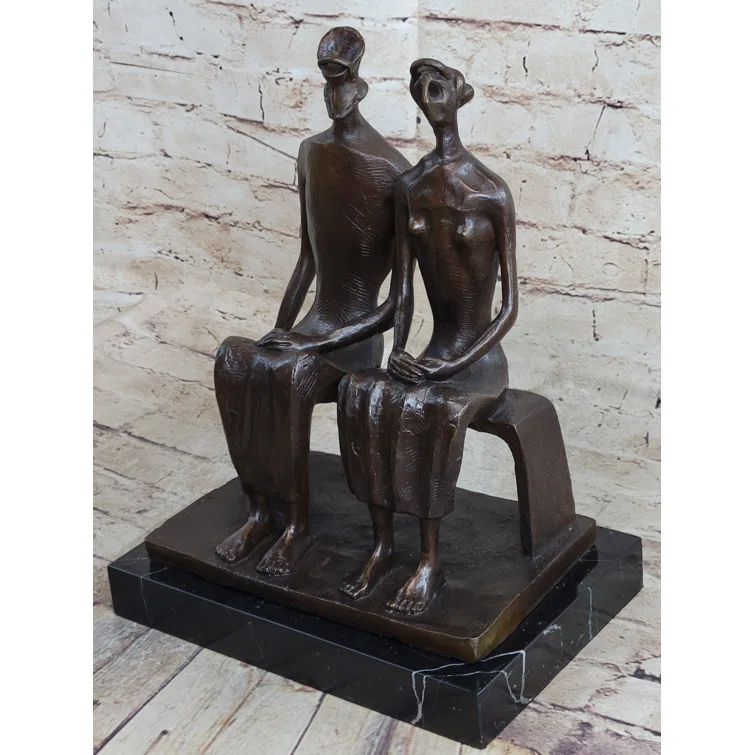 Red Barrel Studio® King And Queen By Henry Moore Abstract Surreal Man  Woman On Bench Statue Sculpture 12 Inches X 9 Inches