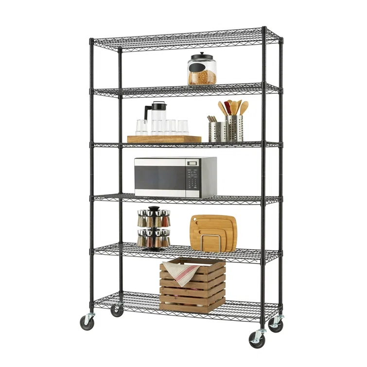 Trinity TRINITY EcoStorage 6-Tier NSF Steel Wire Shelving Unit w/ Wheels (48 in. W x 18 in. D)