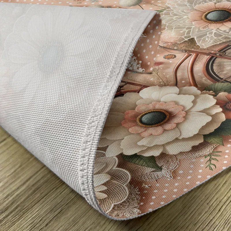 Ambesonne Polyester Peach Peacock Green Rectangle Placemat (Set of 4)