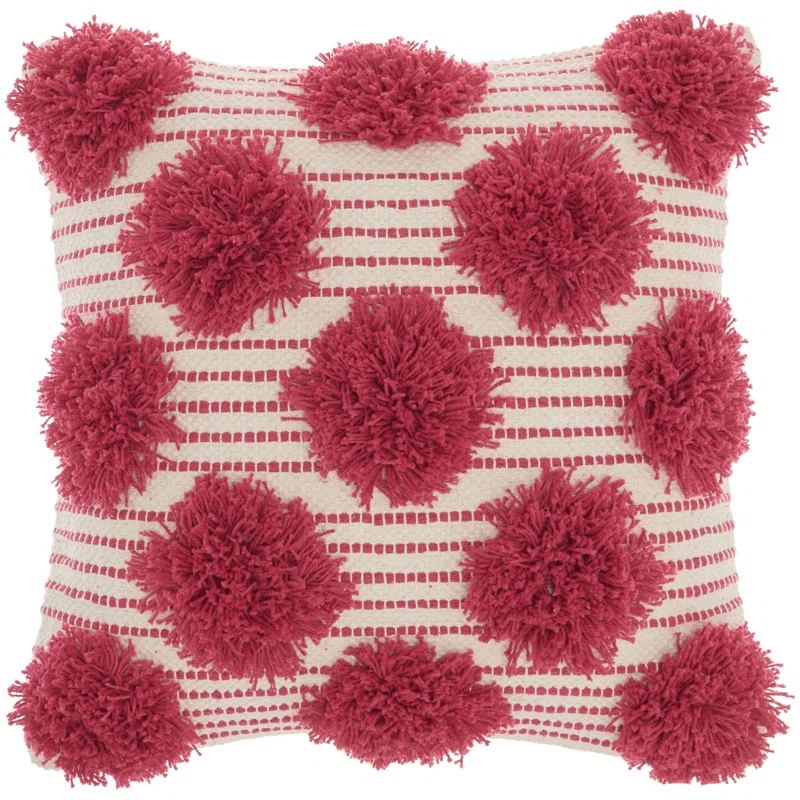 Pom-poms Cotton Reversible Throw Pillow